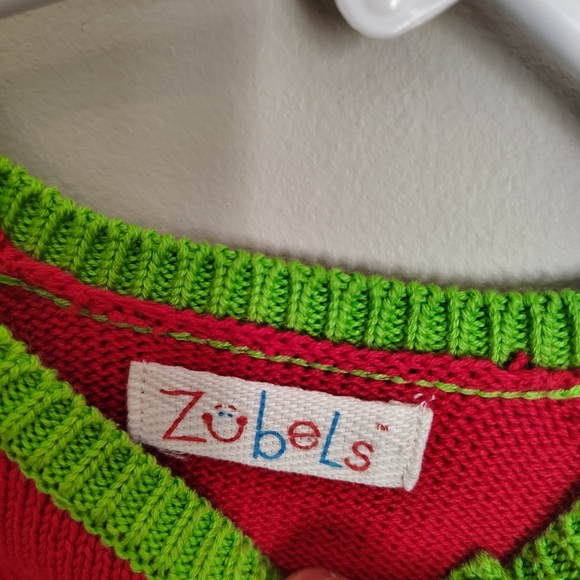 Zubels Green Red Christmas Tree Sweater Holiday Ruffle Embroidered 18 Months - Picture 4 of 4